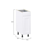 Hugo&Borg 12-in W x 34.5-in H x 24-in D Warm White 1-Drawer Base Fully Assembled Cabinet (Recessed Panel Shaker Style)