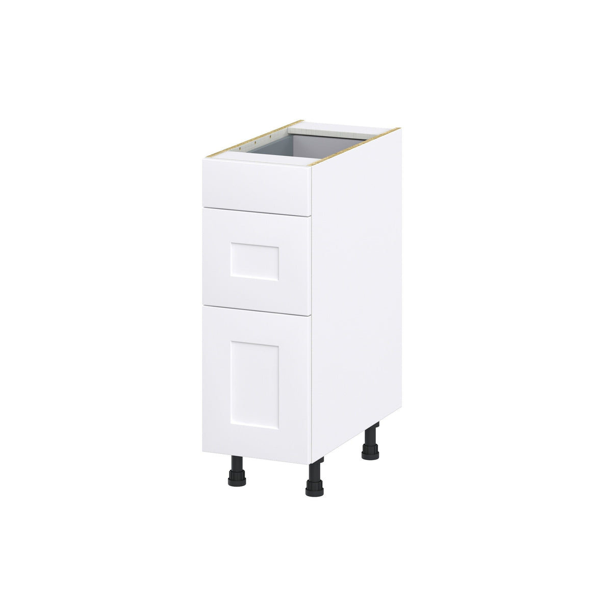 Hugo&Borg Jolie 12-in W x 34.5-in H x 24-in D Warm White 3-Drawer Base Fully Assembled Cabinet (Recessed Panel Style)