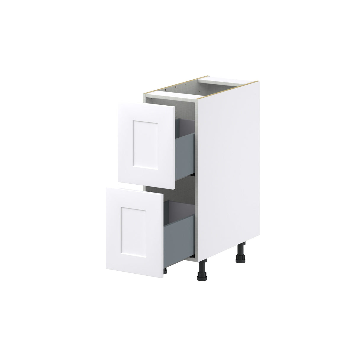 Hugo&Borg Jolie 12-in W x 34.5-in H x 24-in D Warm White 2-Drawer Base Fully Assembled Cabinet (Recessed Panel Style)