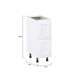 Hugo&Borg Jolie 12-in W x 34.5-in H x 24-in D Warm White 2-Drawer Base Fully Assembled Cabinet (Recessed Panel Style)