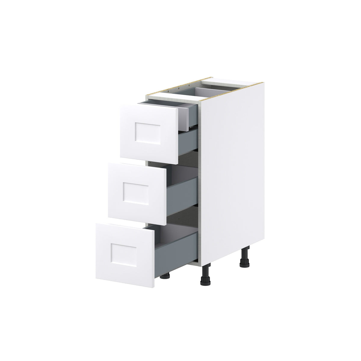 Hugo&Borg 12-in W x 34.5-in H x 24-in D Warm White 4-Drawer Base Fully Assembled Cabinet (Recessed Panel Style)
