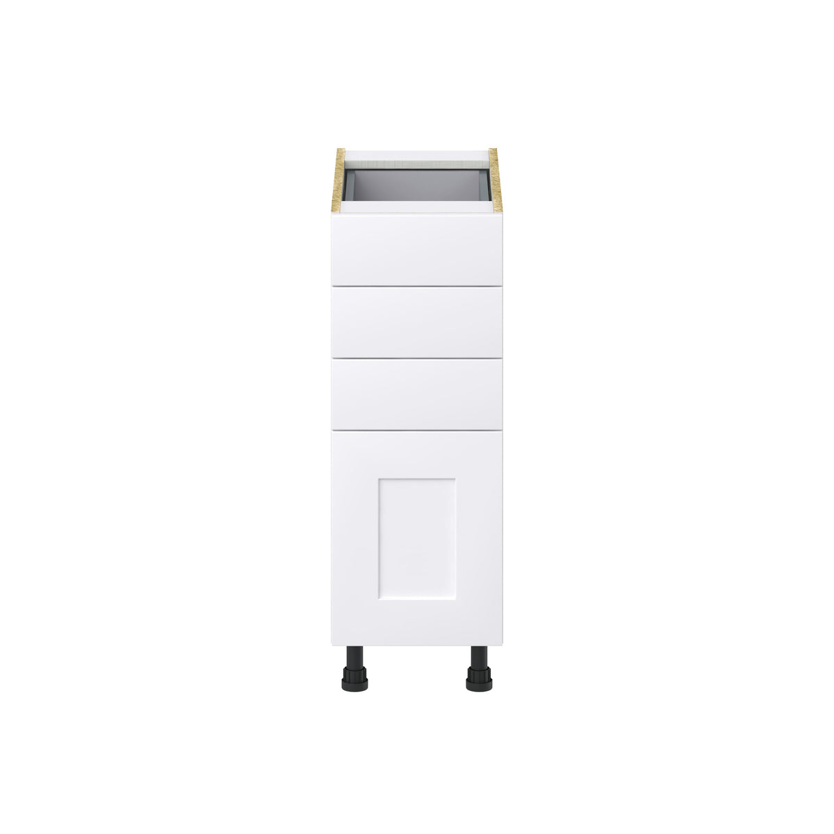 Hugo&Borg Jolie 12-in W x 34.5-in H x 24-in D Warm White 4-Drawer Base Fully Assembled Cabinet (Recessed Panel Style)