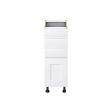 Hugo&Borg Jolie 12-in W x 34.5-in H x 24-in D Warm White 4-Drawer Base Fully Assembled Cabinet (Recessed Panel Style)