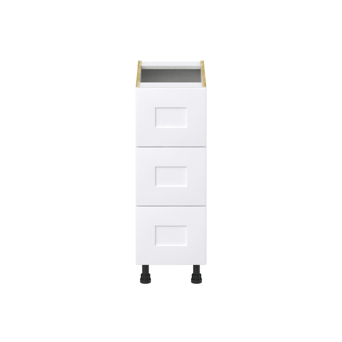 Hugo&Borg Jolie 12-in W x 34.5-in H x 24-in D Warm White 3-Drawer Base Fully Assembled Cabinet (Recessed Panel Style)