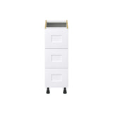 Hugo&Borg Jolie 12-in W x 34.5-in H x 24-in D Warm White 3-Drawer Base Fully Assembled Cabinet (Recessed Panel Style)