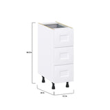 Hugo&Borg 12-in W x 34.5-in H x 24-in D Warm White 4-Drawer Base Fully Assembled Cabinet (Recessed Panel Style)