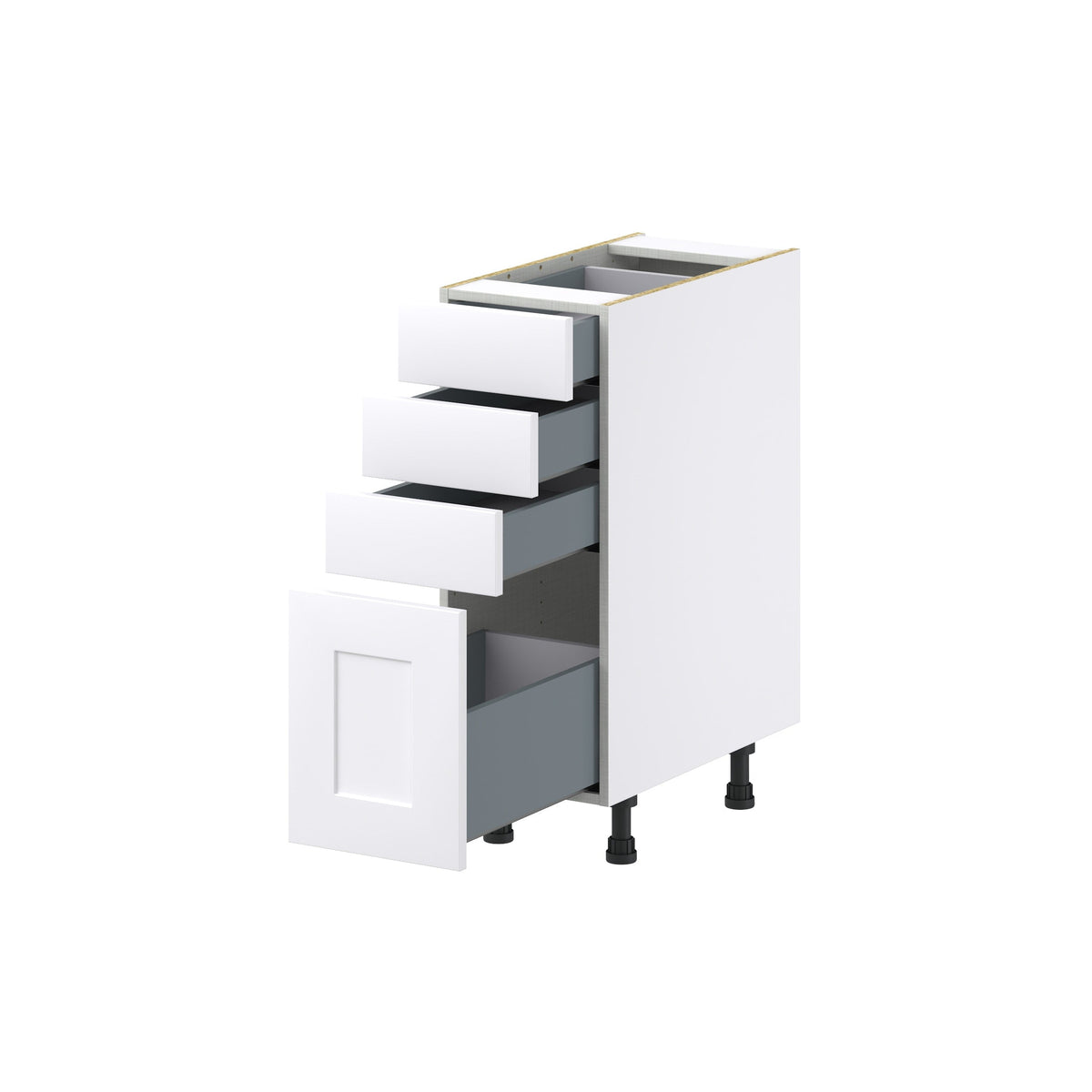 Hugo&Borg Jolie 12-in W x 34.5-in H x 24-in D Warm White 4-Drawer Base Fully Assembled Cabinet (Recessed Panel Style)