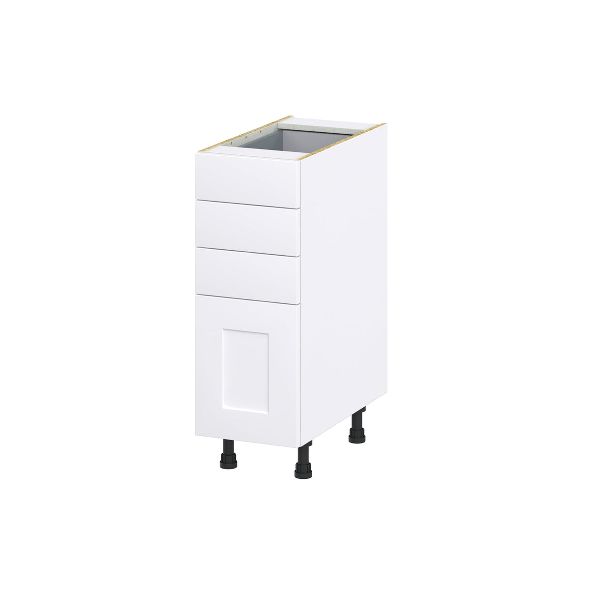 Hugo&Borg Jolie 12-in W x 34.5-in H x 24-in D Warm White 4-Drawer Base Fully Assembled Cabinet (Recessed Panel Style)