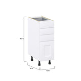 Hugo&Borg Jolie 12-in W x 34.5-in H x 24-in D Warm White 4-Drawer Base Fully Assembled Cabinet (Recessed Panel Style)