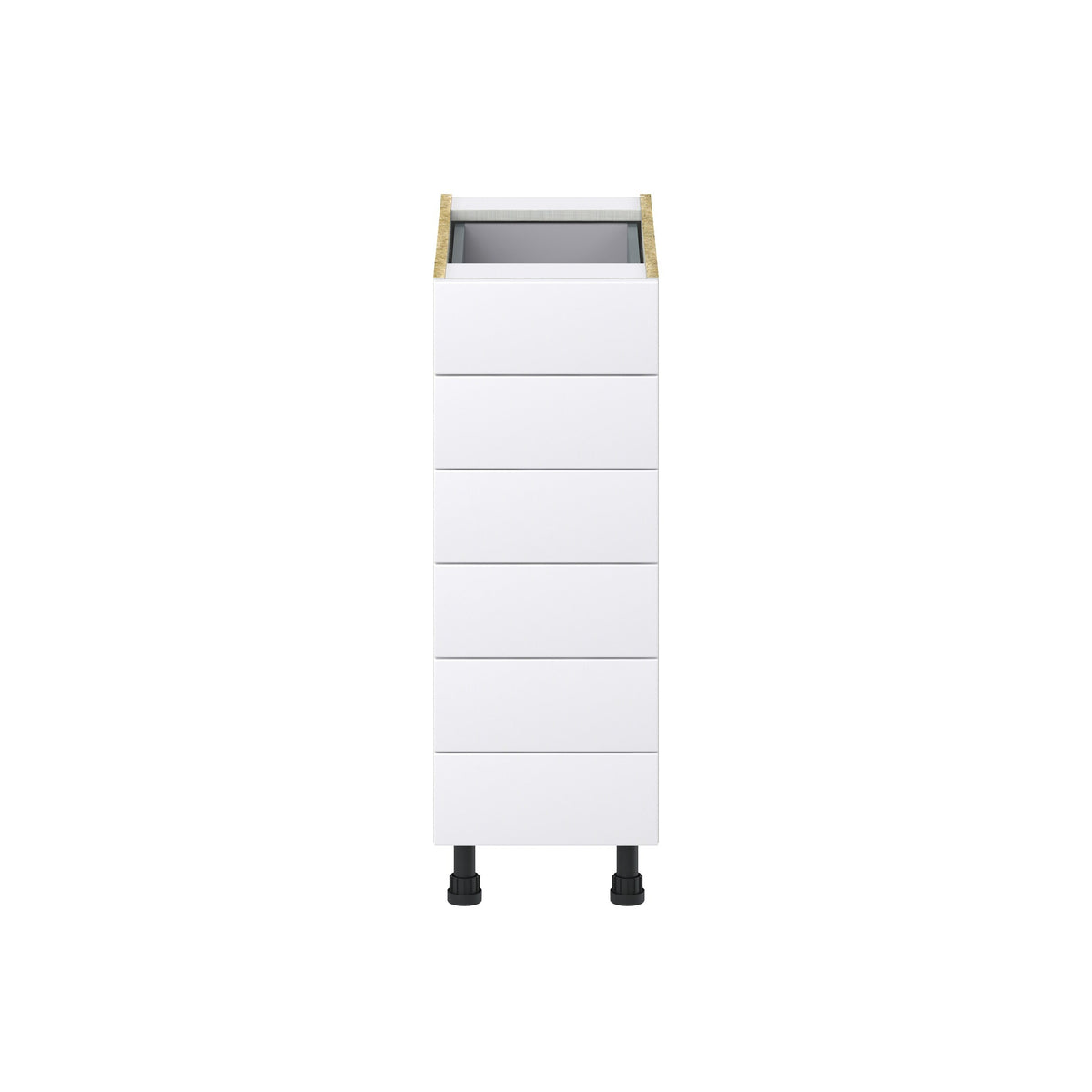 Hugo&Borg Jolie 12-in W x 34.5-in H x 24-in D Warm White 6-Drawer Base Fully Assembled Cabinet (Recessed Panel Style)