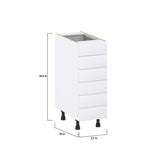 Hugo&Borg Jolie 12-in W x 34.5-in H x 24-in D Warm White 6-Drawer Base Fully Assembled Cabinet (Recessed Panel Style)
