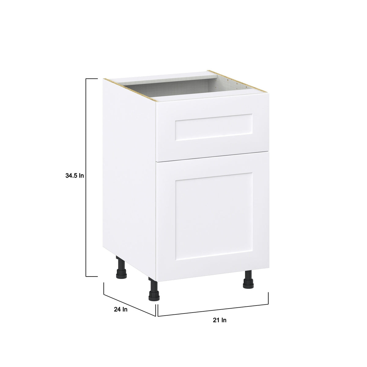 Hugo&Borg Jolie 21-in W x 34.5-in H x 25-in D Warm White 1-Drawer Base Fully Assembled Cabinet (Recessed Panel Shaker Style)