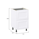 Hugo&Borg Jolie 21-in W x 34.5-in H x 24-in D Warm White 2-Drawer Base Fully Assembled Cabinet (Recessed Panel Style)