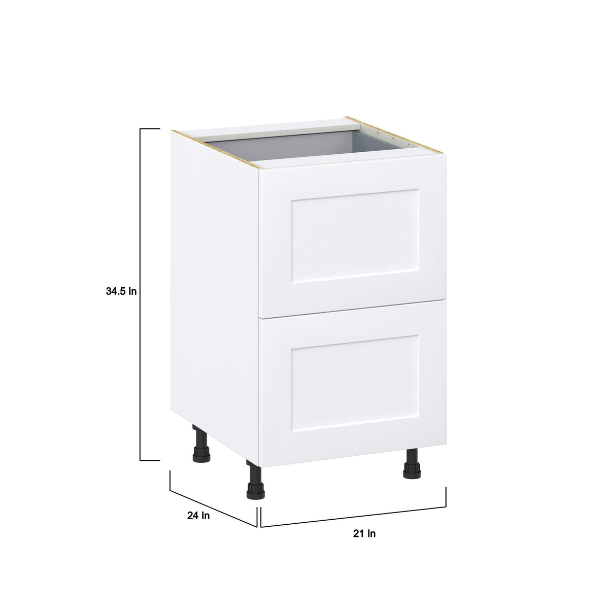 Hugo&Borg 21-in W x 34.5-in H x 24-in D Warm White 3-Drawer Base Fully Assembled Cabinet (Recessed Panel Style)
