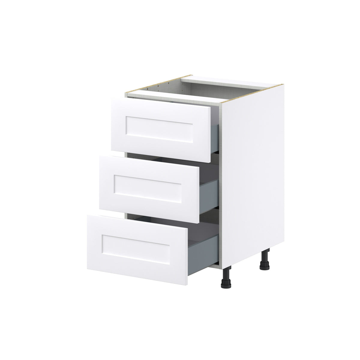 Hugo&Borg 21-in W x 34.5-in H x 24-in D Warm White 3-Drawer Base Fully Assembled Cabinet (Recessed Panel Style)