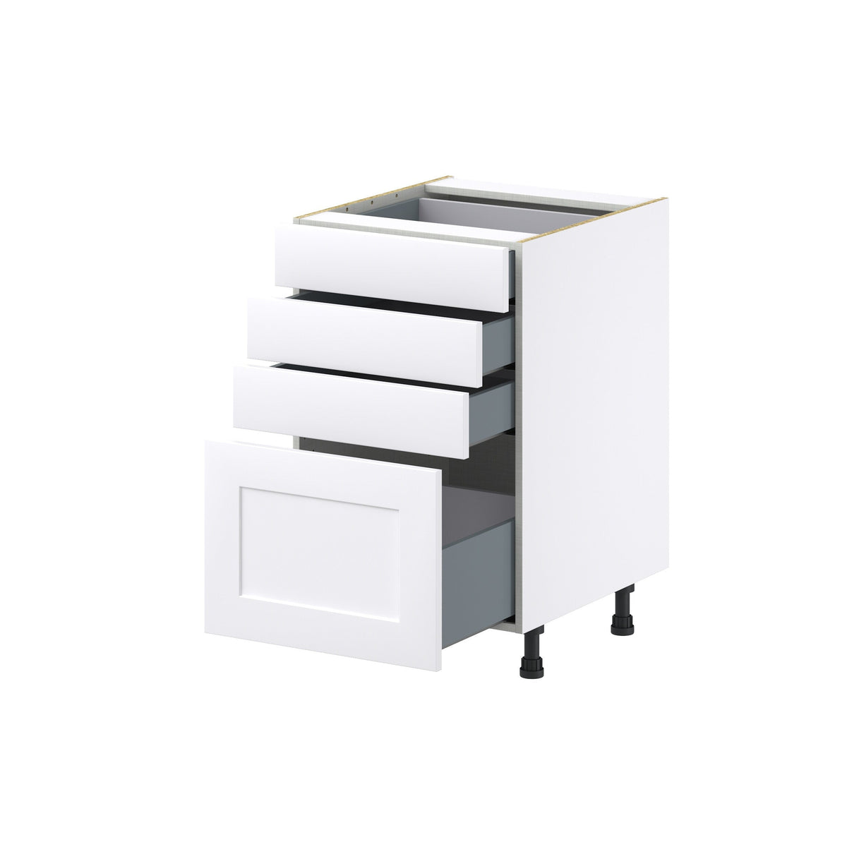 Hugo&Borg Jolie 21-in W x 34.5-in H x 24-in D Warm White 4-Drawer Base Fully Assembled Cabinet (Recessed Panel Style)