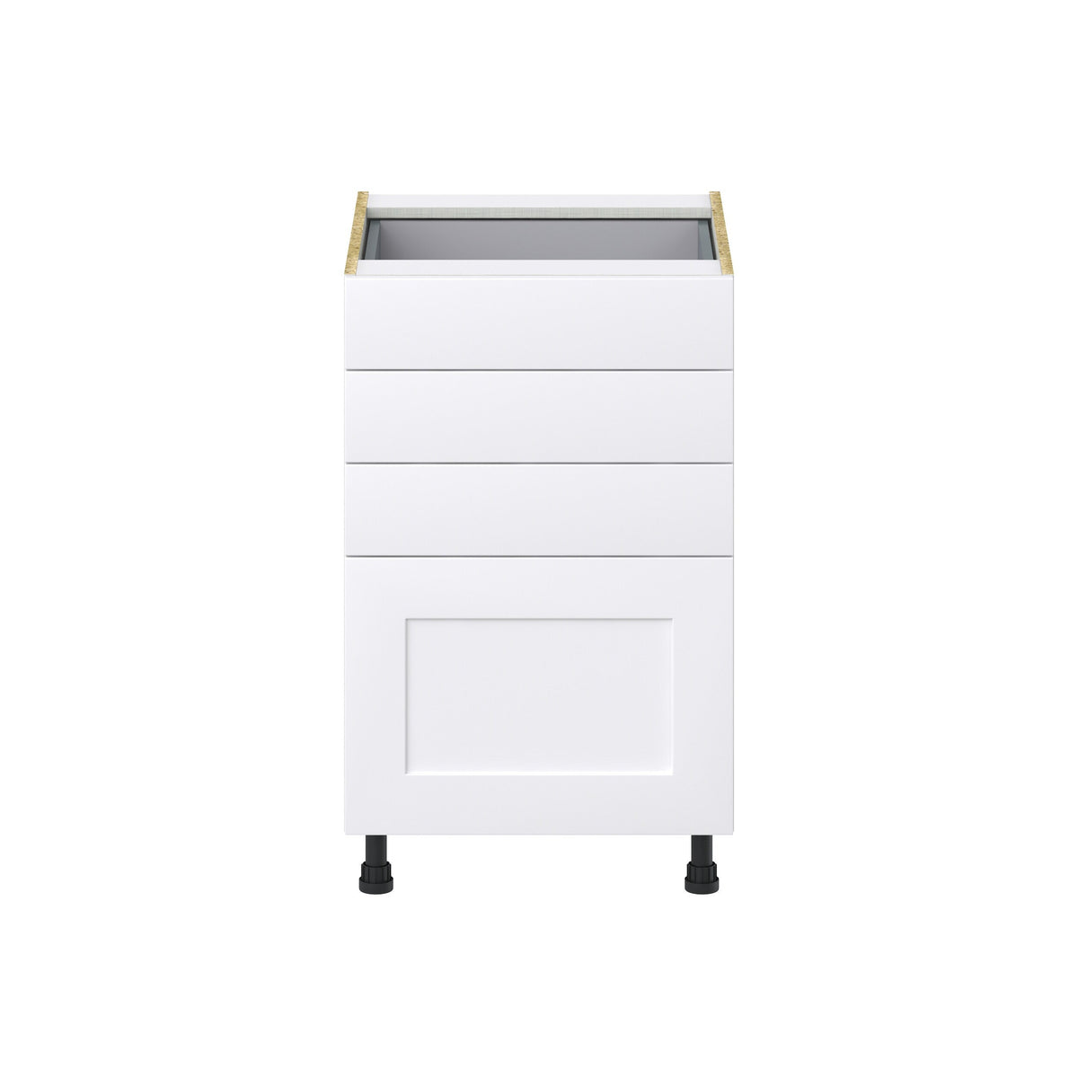 Hugo&Borg Jolie 21-in W x 34.5-in H x 24-in D Warm White 4-Drawer Base Fully Assembled Cabinet (Recessed Panel Style)