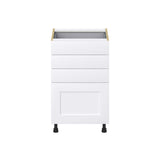 Hugo&Borg Jolie 21-in W x 34.5-in H x 24-in D Warm White 4-Drawer Base Fully Assembled Cabinet (Recessed Panel Style)