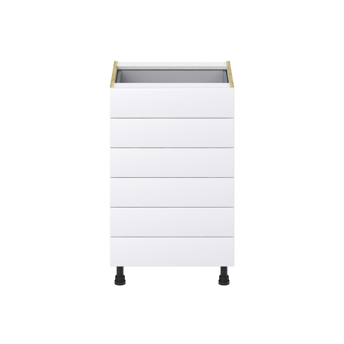 Hugo&Borg Jolie 21-in W x 34.5-in H x 24-in D Warm White 6-Drawer Base Fully Assembled Cabinet (Recessed Panel Style)