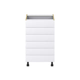 Hugo&Borg Jolie 21-in W x 34.5-in H x 24-in D Warm White 6-Drawer Base Fully Assembled Cabinet (Recessed Panel Style)