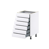 Hugo&Borg Jolie 21-in W x 34.5-in H x 24-in D Warm White 6-Drawer Base Fully Assembled Cabinet (Recessed Panel Style)