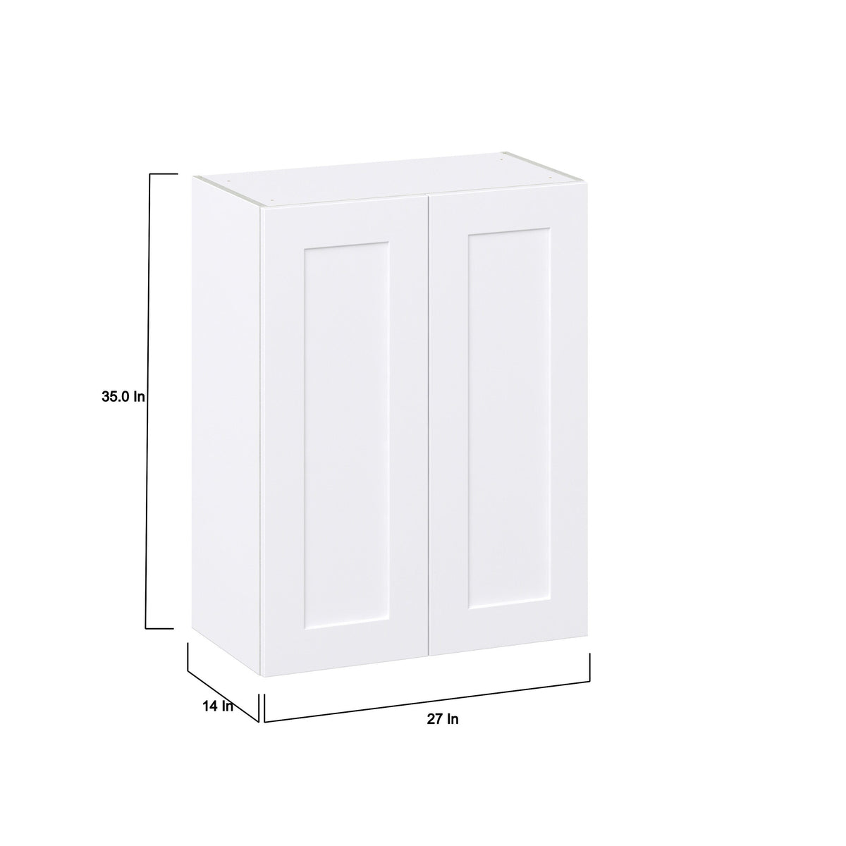 Hugo&Borg 27-in W x 35-in H x 14-in D Warm White Wall Fully Assembled Cabinet (Recessed Panel Shaker Door Style)