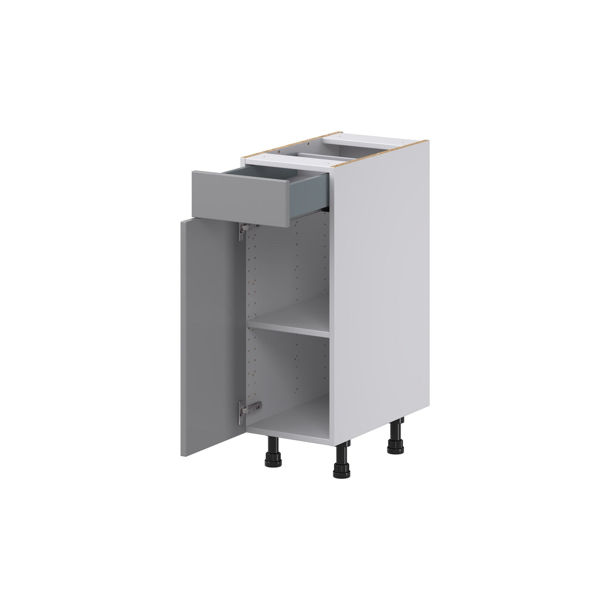 Hugo&Borg Beaumont 12-in W x 34.5-in H x 21-in D Slate Gray 1-Drawer Base Fully Assembled Cabinet (Recessed Panel Shaker Style)