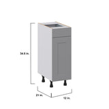 Hugo&Borg Beaumont 12-in W x 34.5-in H x 21-in D Slate Gray 1-Drawer Base Fully Assembled Cabinet (Recessed Panel Shaker Style)