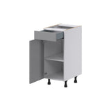 Hugo&Borg Beaumont 15-in W x 34.5-in H x 21-in D Slate Gray 1-Drawer Base Fully Assembled Cabinet (Recessed Panel Shaker Style)