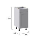 Hugo&Borg Beaumont 15-in W x 34.5-in H x 21-in D Slate Gray 1-Drawer Base Fully Assembled Cabinet (Recessed Panel Shaker Style)