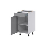 Hugo&Borg Beaumont 18-in W x 34.5-in H x 21-in D Slate Gray 1-Drawer Base Fully Assembled Cabinet (Recessed Panel Shaker Style)