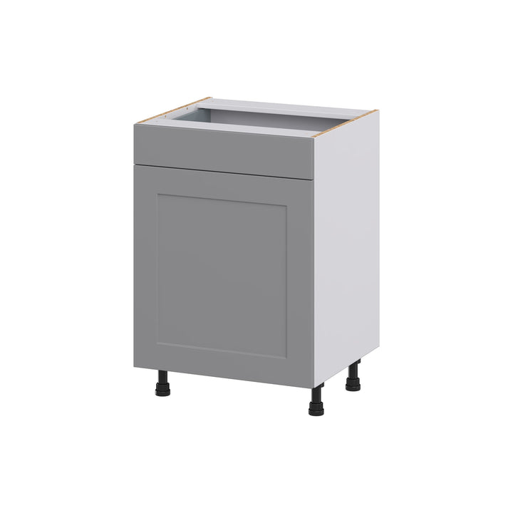 Hugo&Borg Beaumont 24-in W x 34.5-in H x 21-in D Slate Gray 1-Drawer Base Fully Assembled Cabinet (Recessed Panel Shaker Style)