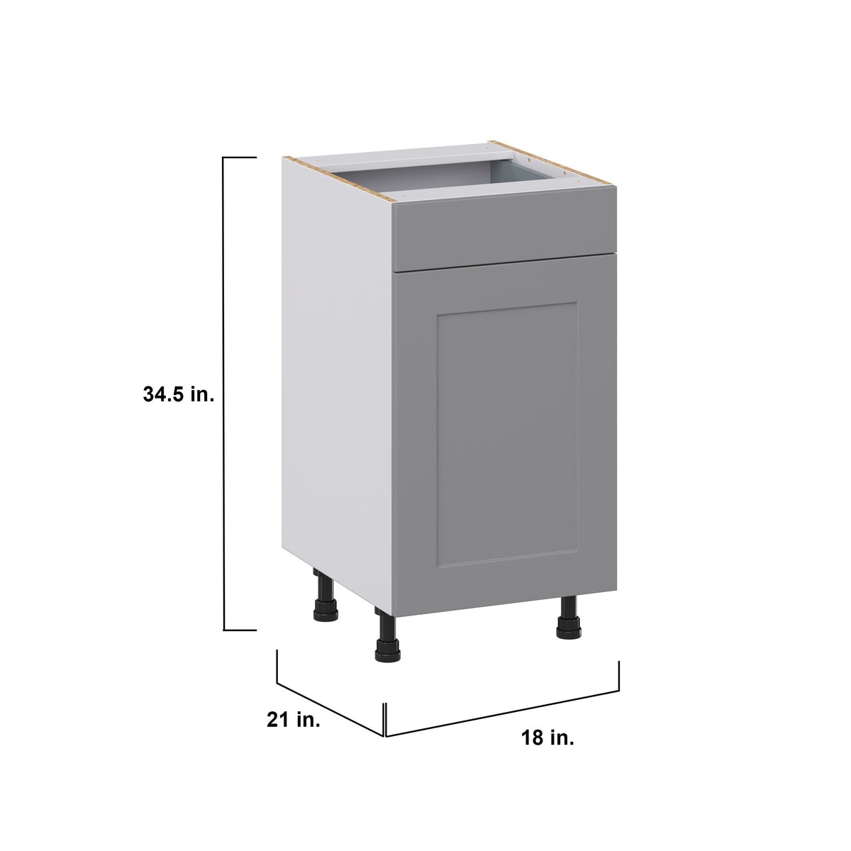 Hugo&Borg Beaumont 18-in W x 34.5-in H x 21-in D Slate Gray 1-Drawer Base Fully Assembled Cabinet (Recessed Panel Shaker Style)