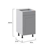 Hugo&Borg Beaumont 18-in W x 34.5-in H x 21-in D Slate Gray 1-Drawer Base Fully Assembled Cabinet (Recessed Panel Shaker Style)