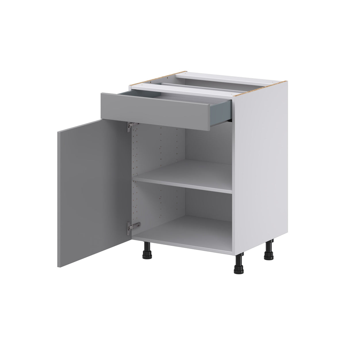 Hugo&Borg Beaumont 24-in W x 34.5-in H x 21-in D Slate Gray 1-Drawer Base Fully Assembled Cabinet (Recessed Panel Shaker Style)