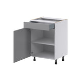 Hugo&Borg Beaumont 24-in W x 34.5-in H x 21-in D Slate Gray 1-Drawer Base Fully Assembled Cabinet (Recessed Panel Shaker Style)