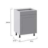 Hugo&Borg Beaumont 24-in W x 34.5-in H x 21-in D Slate Gray 1-Drawer Base Fully Assembled Cabinet (Recessed Panel Shaker Style)