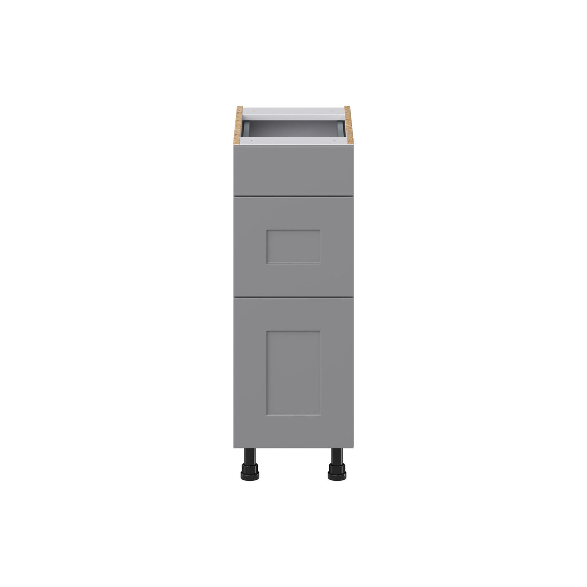 Hugo&Borg Beaumont 12-in W x 34.5-in H x 21-in D Slate Gray 3-Drawer Base Fully Assembled Cabinet (Recessed Panel Style)