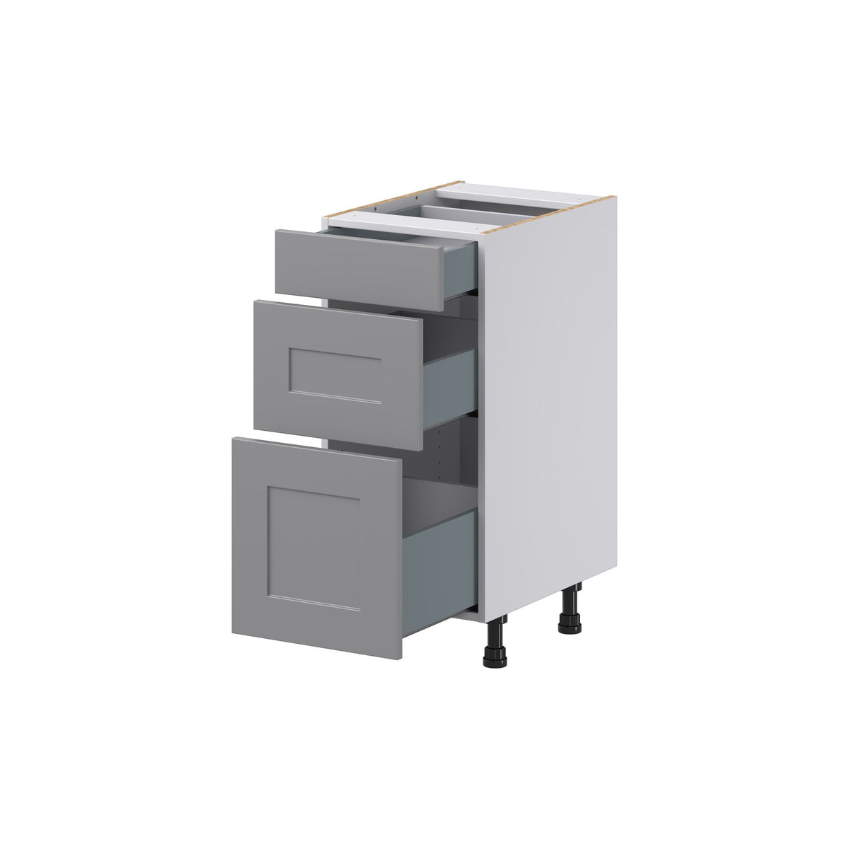 Hugo&Borg Beaumont 15-in W x 34.5-in H x 21-in D Slate Gray 3-Drawer Base Fully Assembled Cabinet (Recessed Panel Style)