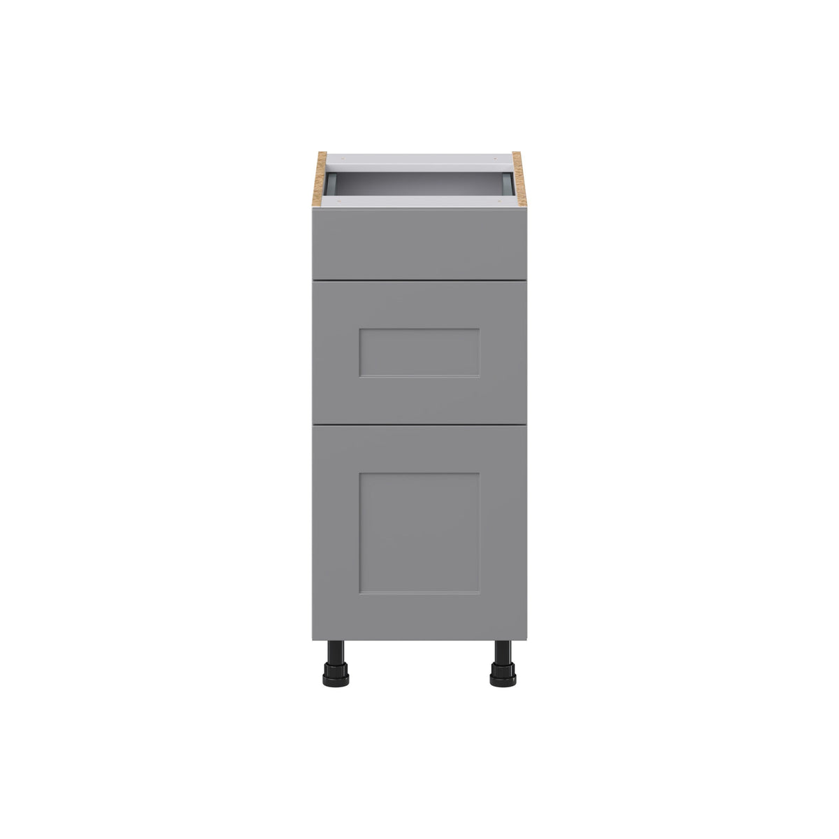 Hugo&Borg Beaumont 15-in W x 34.5-in H x 21-in D Slate Gray 3-Drawer Base Fully Assembled Cabinet (Recessed Panel Style)