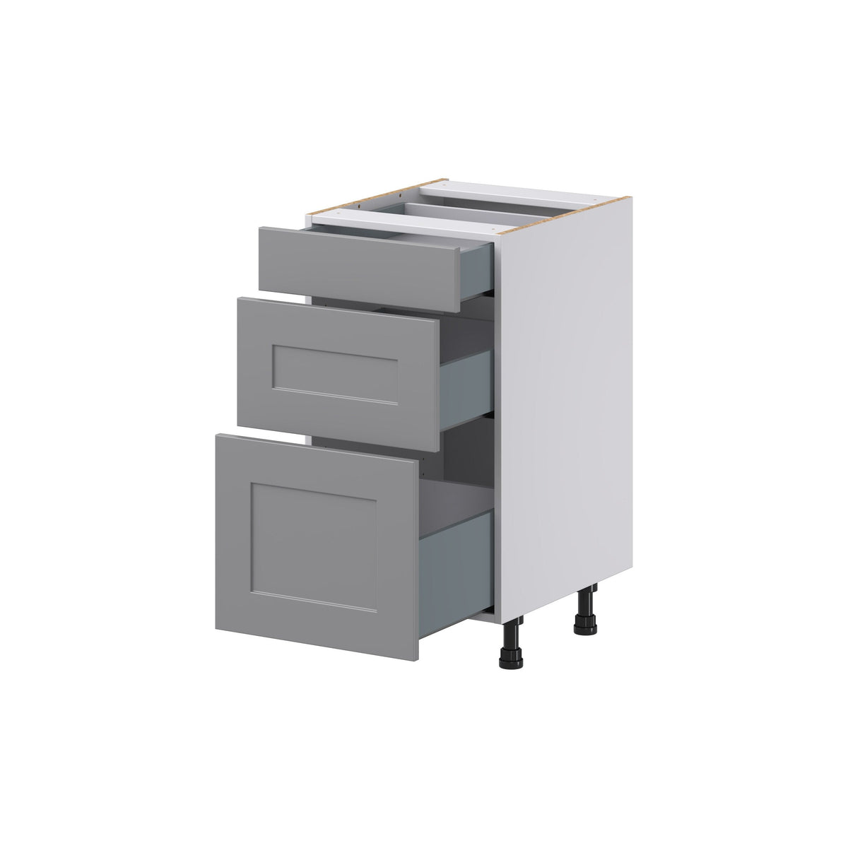 Hugo&Borg Beaumont 18-in W x 34.5-in H x 21-in D Slate Gray 3-Drawer Base Fully Assembled Cabinet (Recessed Panel Style)