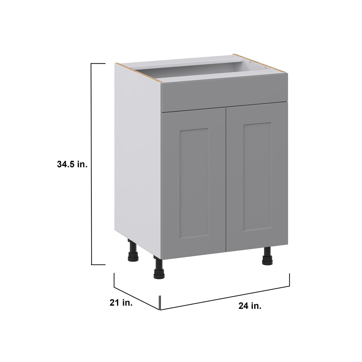 Hugo&Borg Beaumont 24-in W x 34.5-in H x 21-in D Slate Gray Sink Base Fully Assembled Cabinet (Recessed Panel Shaker Style)