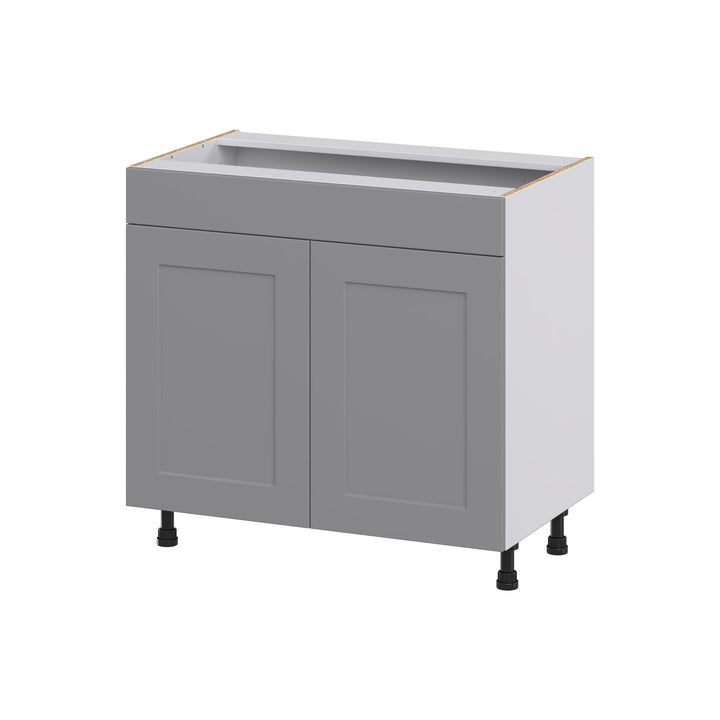 Hugo&Borg Beaumont 36-in W x 34.5-in H x 21-in D Slate Gray Sink Base Fully Assembled Cabinet (Recessed Panel Shaker Style)