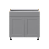 Hugo&Borg Beaumont 36-in W x 34.5-in H x 21-in D Slate Gray Sink Base Fully Assembled Cabinet (Recessed Panel Shaker Style)