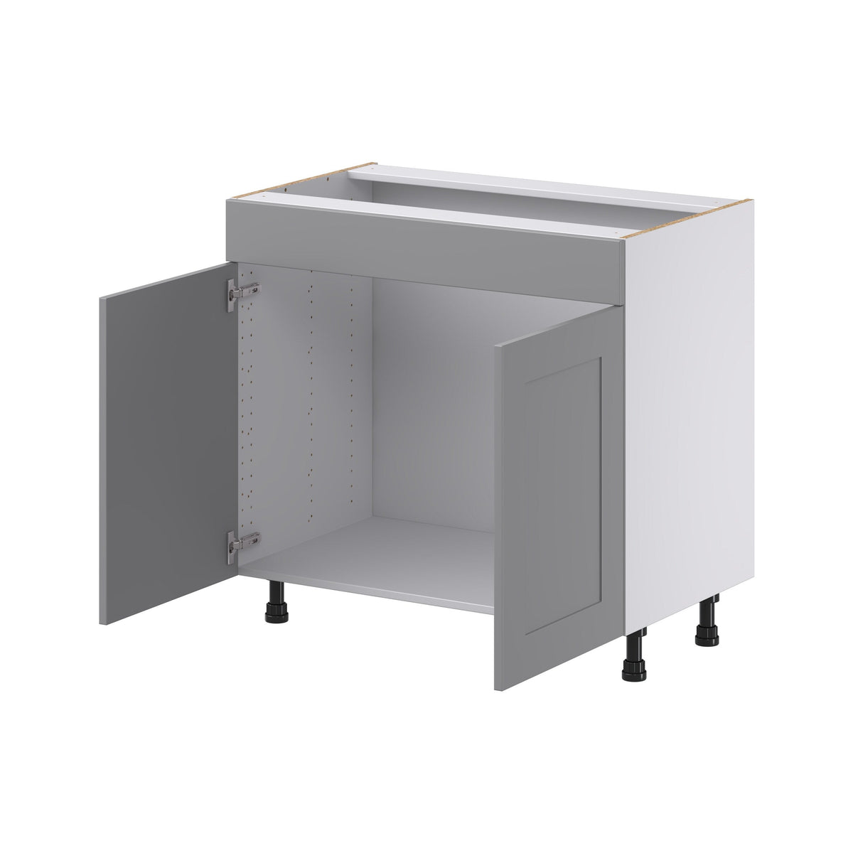 Hugo&Borg Beaumont 36-in W x 34.5-in H x 21-in D Slate Gray Sink Base Fully Assembled Cabinet (Recessed Panel Shaker Style)