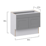Hugo&Borg Beaumont 36-in W x 30-in H x 21-in D Slate Gray Sink Base Fully Assembled Cabinet (Recessed Panel Shaker Style)