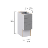 Hugo&Borg Beaumont 12-in W x 30-in H x 21-in D Slate Gray 4-Drawer Base Fully Assembled Cabinet (Recessed Panel Style)