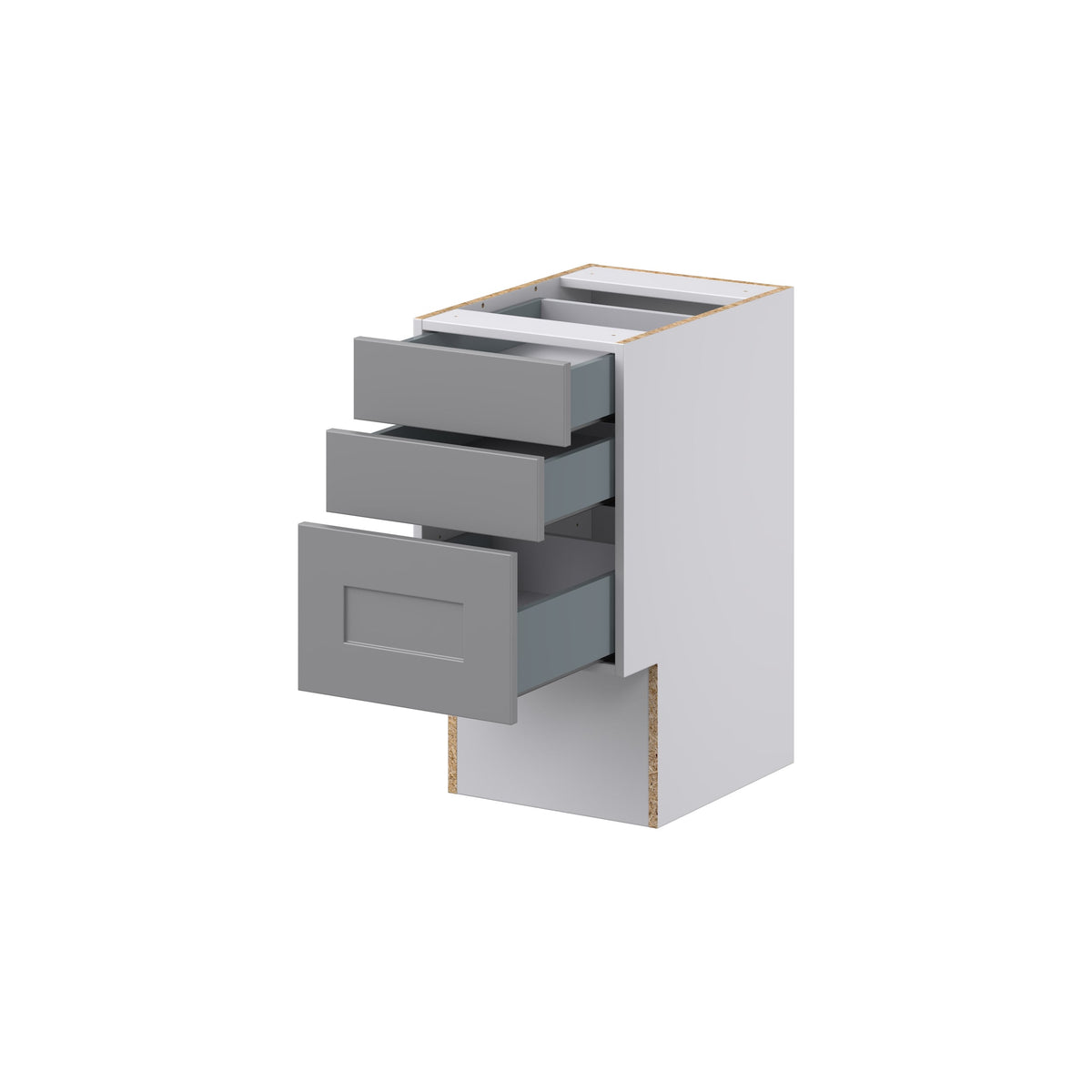 Hugo&Borg Beaumont 15-in W x 30-in H x 21-in D Slate Gray 3-Drawer Base Fully Assembled Cabinet (Recessed Panel Style)
