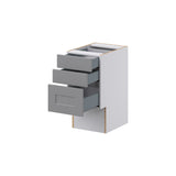 Hugo&Borg Beaumont 15-in W x 30-in H x 21-in D Slate Gray 3-Drawer Base Fully Assembled Cabinet (Recessed Panel Style)