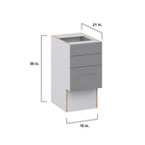 Hugo&Borg Beaumont 15-in W x 30-in H x 21-in D Slate Gray 3-Drawer Base Fully Assembled Cabinet (Recessed Panel Style)